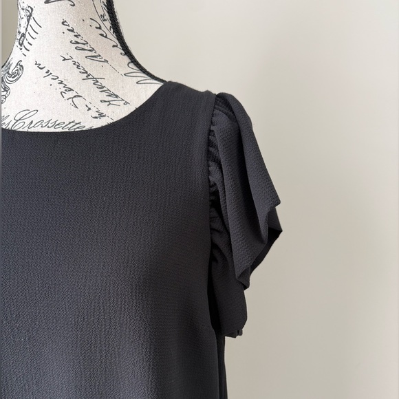 RW&CO Black Shift Dress With Ruffle sleeves - Picture 3 of 7